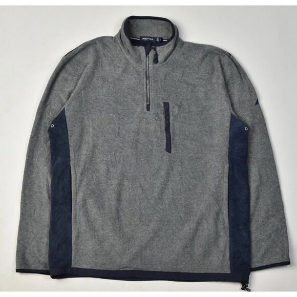 Vintage Nautica Fleece Mens Size XXL Grey USA 1/4 Zip Sweatshirt Pullover - Picture 1 of 11